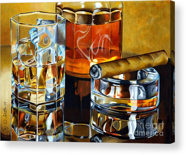 Whiskey Acrylic Print featuring the drawing Nightcap 2 by Cory Still