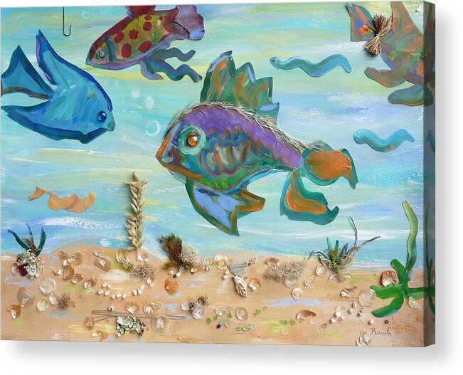 Contemporary Acrylic Print featuring the painting No Fishing by Brenda Ruark