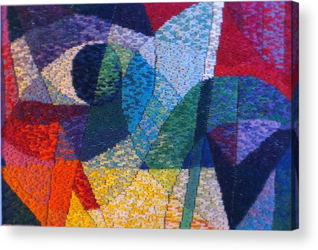 Abstract Expressionist Needlepoint Acrylic Print featuring the tapestry - textile Nocturne 1 by Diane Fine