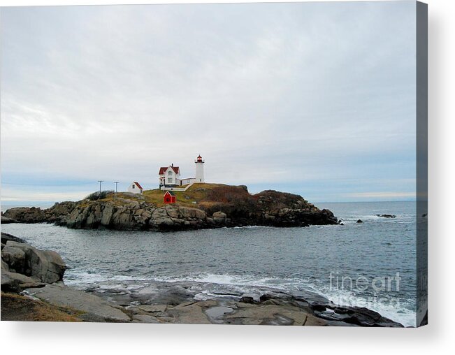 Nubble Lighthouse Acrylic Print featuring the photograph Nubble Lighthouse In Early Winter by Eunice Miller