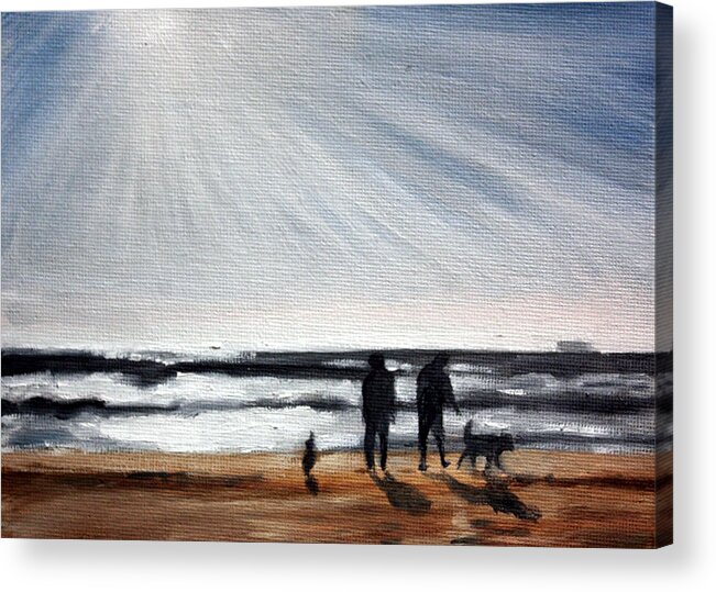 Seascape Acrylic Print featuring the painting Ocean Beach by Sarah Lynch