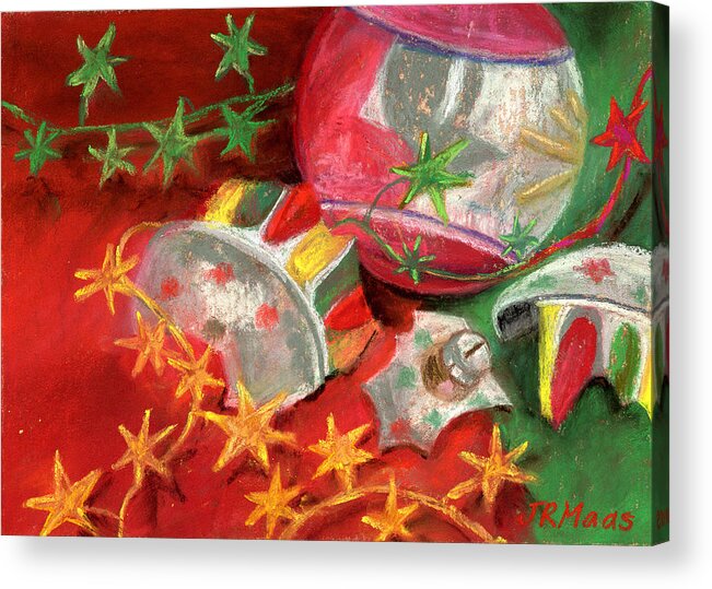 Broken Antique Christmas Ornament Acrylic Print featuring the pastel Oops by Julie Maas