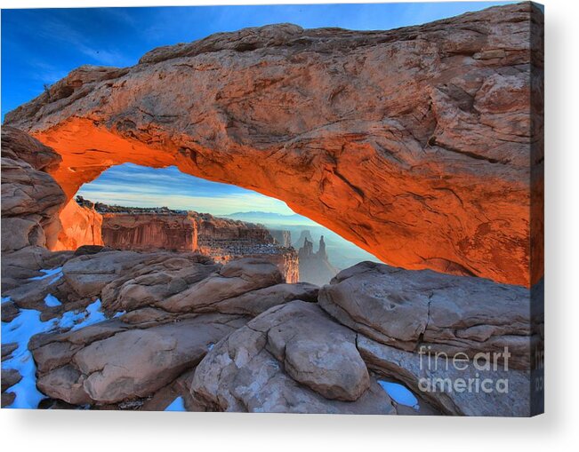 Mesa Arch Sunrise Acrylic Print featuring the photograph Orange Arch Highlights by Adam Jewell