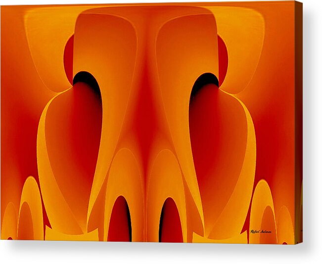 Mask Acrylic Print featuring the mixed media Orange Mask by Rafael Salazar