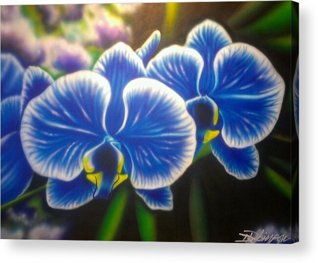 Orchid Acrylic Print featuring the painting Orchid-Strated Blues by Darren Robinson
