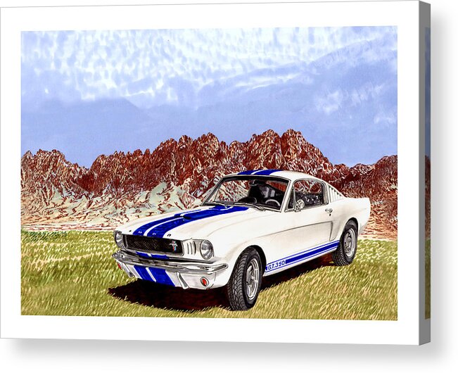 Organ Mountains-desert Peaks National Monument Acrylic Print featuring the painting Organ Mountains and 1965 Mustang by Jack Pumphrey