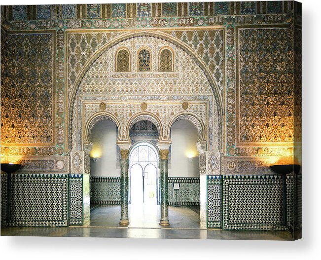 Arch Acrylic Print featuring the photograph Ornate Door Inside The Alcazar Palace by Matteo Colombo