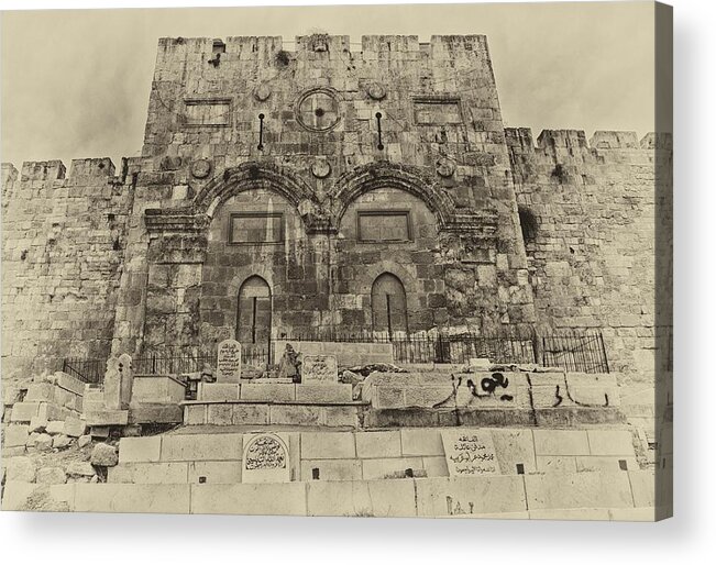 Israel Acrylic Print featuring the photograph Outside The Eastern Gate Old City Jerusalem by Mark Fuller
