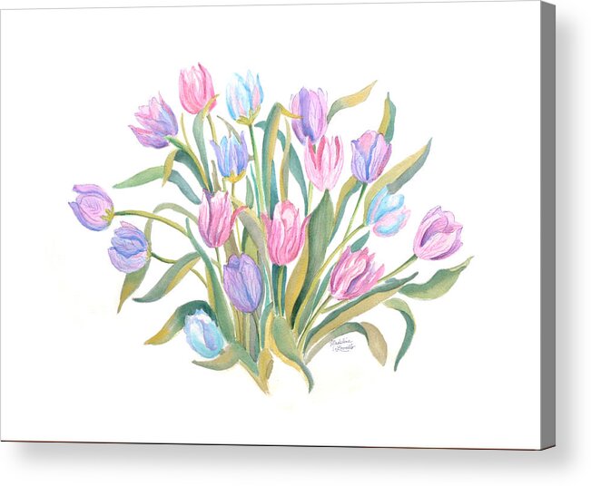 Flowers Acrylic Print featuring the painting Oval Floral by Madeline Lovallo