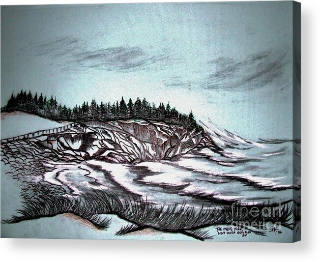 Blue Acrylic Print featuring the drawing Oven's Park Nova Scotia by Janice Pariza