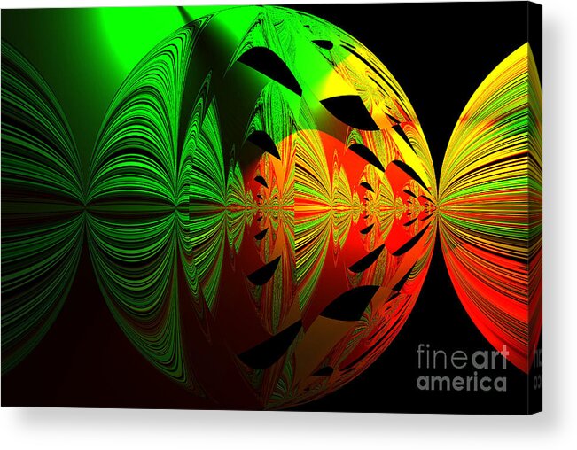 Unique Design Acrylic Print featuring the photograph Art. Unigue Design. Abstract Green Red and Black by Oksana Semenchenko