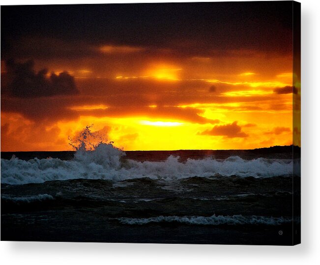 Pacific Ocean Acrylic Print featuring the digital art Pacific Sunset Drama by Gary Olsen-Hasek