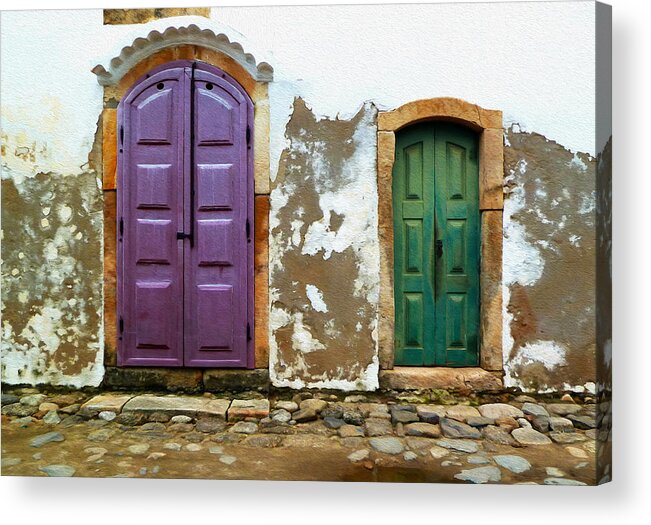 Door Acrylic Print featuring the photograph Paraty Doors by Tony Franza