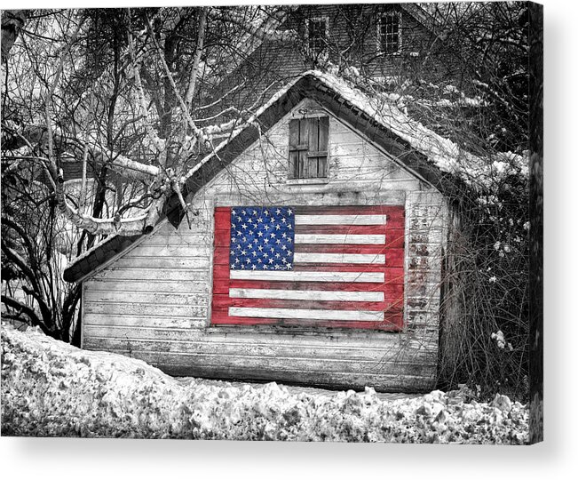 Artwork Landscapes Acrylic Print featuring the photograph Patriotic American shed by Jeff Folger