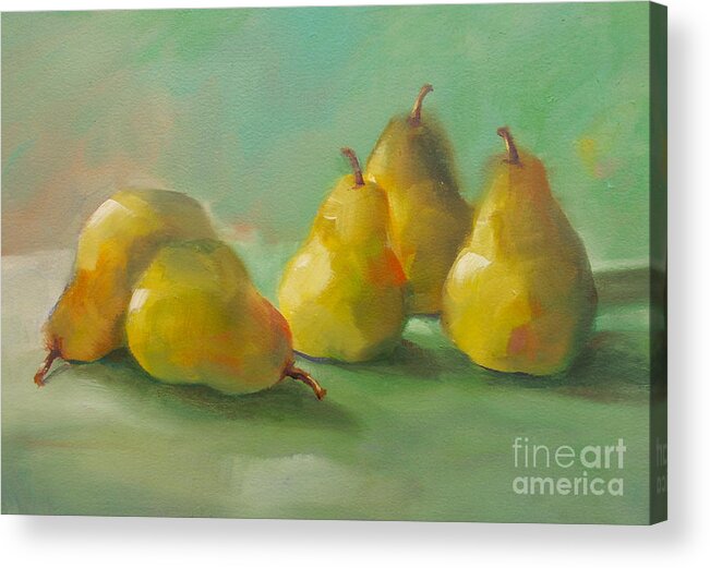 Pears Acrylic Print featuring the painting Peaceful Pears by Michelle Abrams