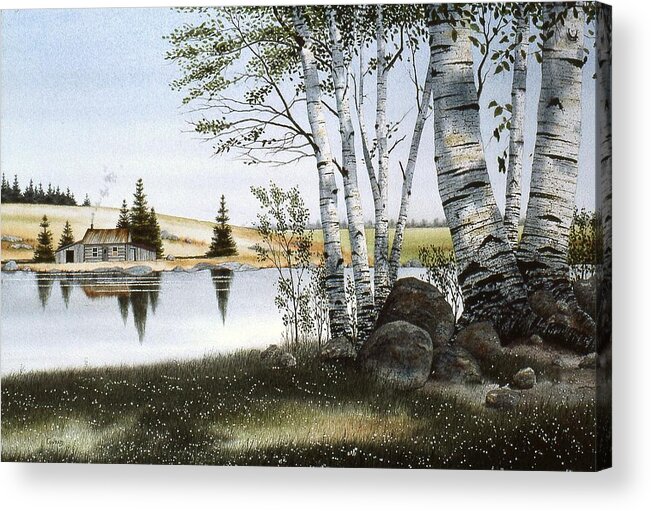 Summer Acrylic Print featuring the painting Peaceful River by Conrad Mieschke