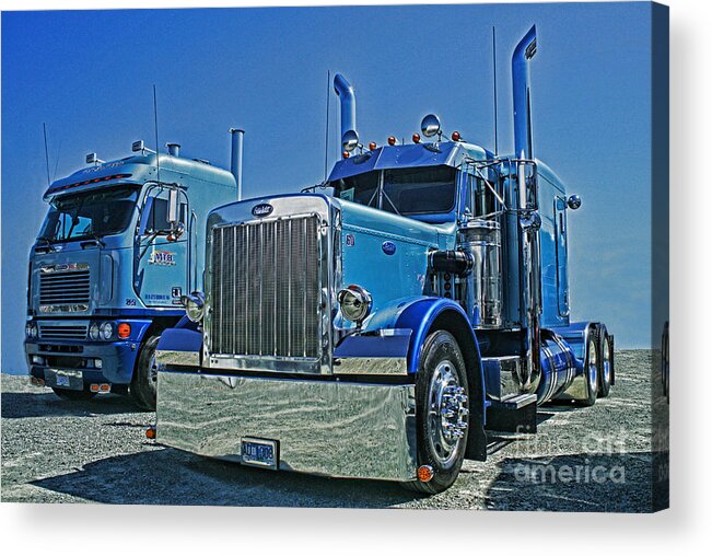 Trucks Acrylic Print featuring the photograph Peterbilt and Frieghtliner by Randy Harris