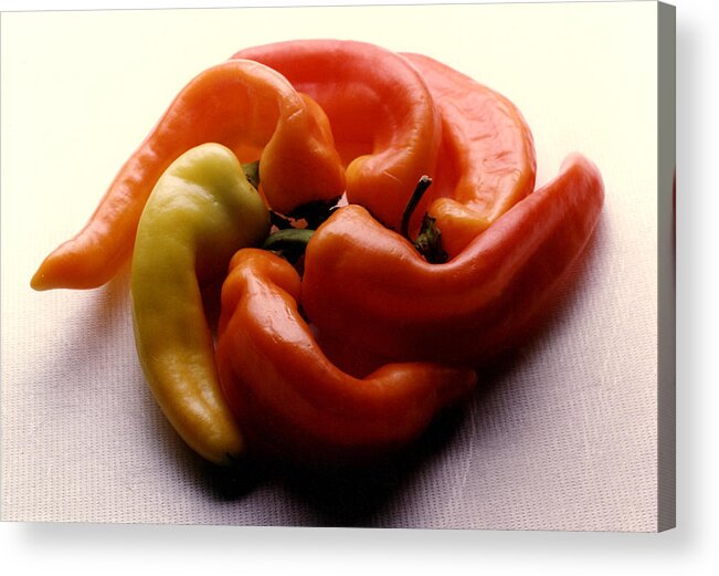 Red Acrylic Print featuring the photograph Pinwheel Peppers by Tom Baptist