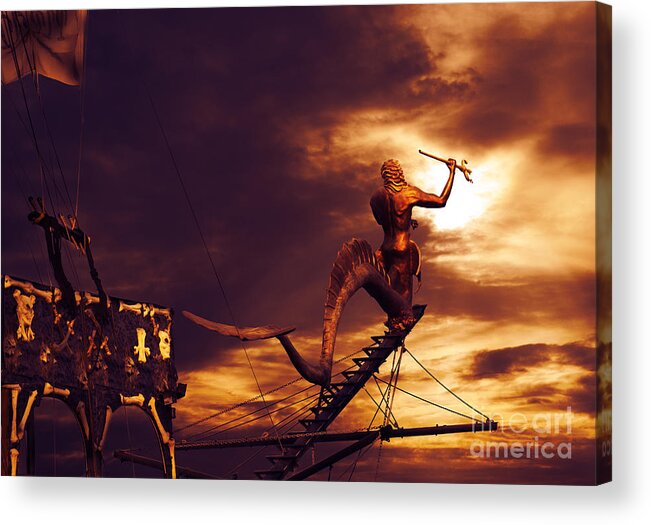 Pirate Acrylic Print featuring the photograph Pirate Ship at Sunset by Jelena Jovanovic