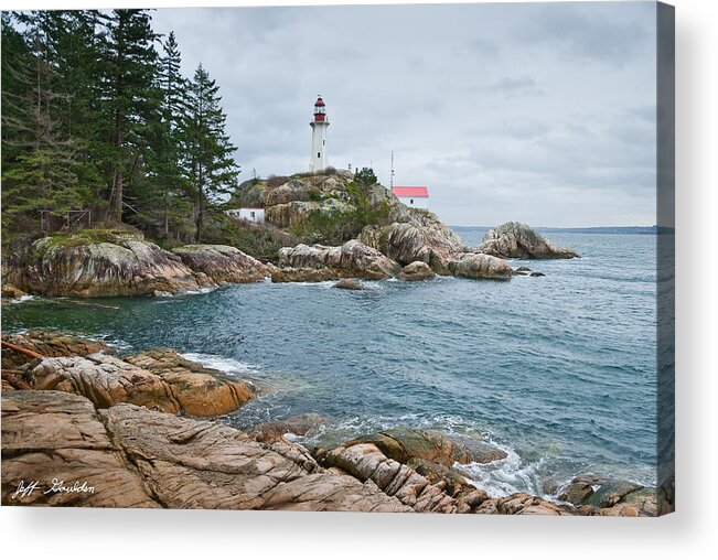 Architecture Acrylic Print featuring the photograph Point Atkinson Lighthouse and Rocky Shore by Jeff Goulden