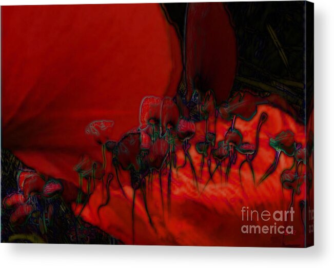 Abstract Acrylic Print featuring the digital art Poppies-abstract by Susanne Baumann