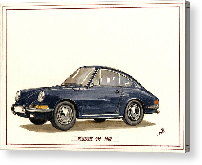 Porsche Acrylic Print featuring the painting Porsche 911 classic by Juan Bosco