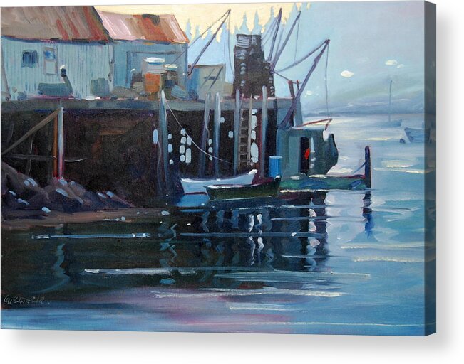 American Impressionist Acrylic Print featuring the painting Port Clyde Maine by Len Stomski