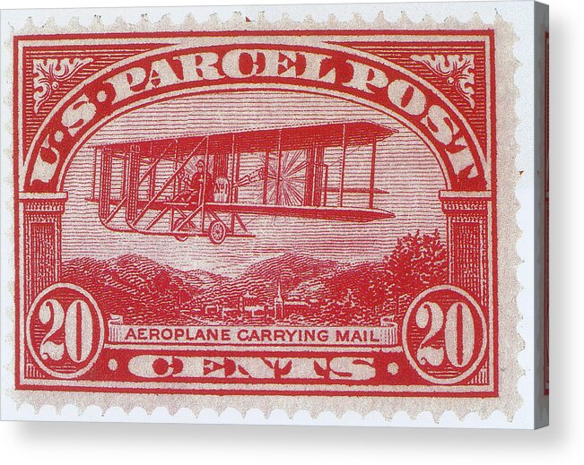 Philately Acrylic Print featuring the photograph Postal Biplane, U.s. Parcel Post Stamp by Science Source
