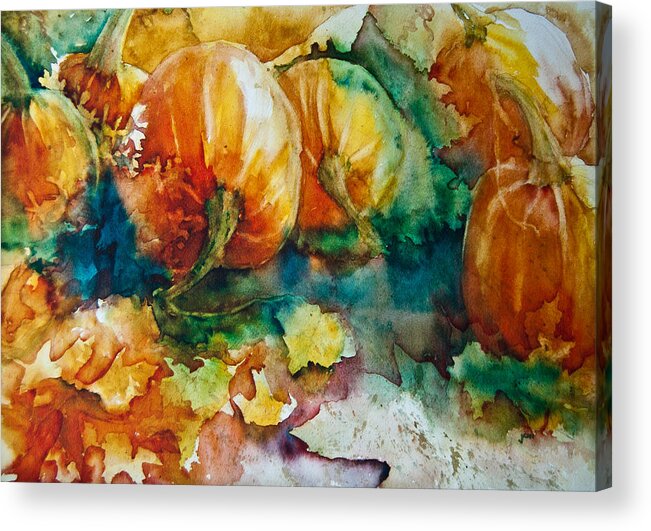 Pumpkins Acrylic Print featuring the painting Pumpkin Patch by Jani Freimann