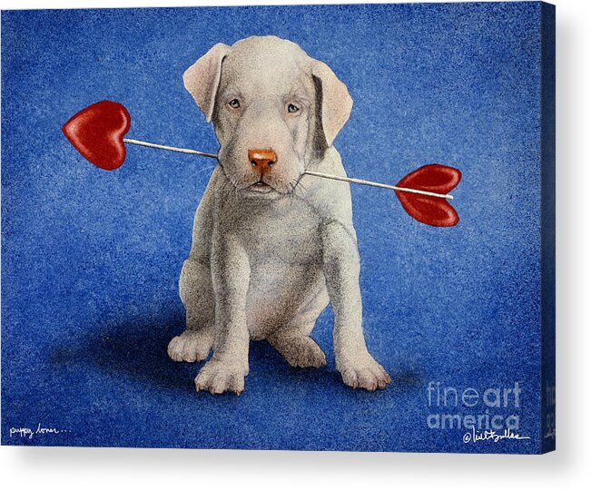 Will Bullas Acrylic Print featuring the painting Puppy lover... by Will Bullas