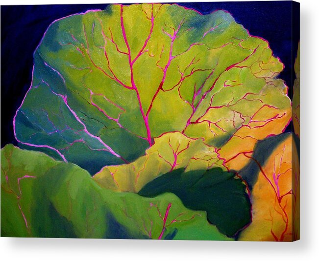 Vegetables Acrylic Print featuring the painting Purple Cabbage at Sunrise by Maria Hunt