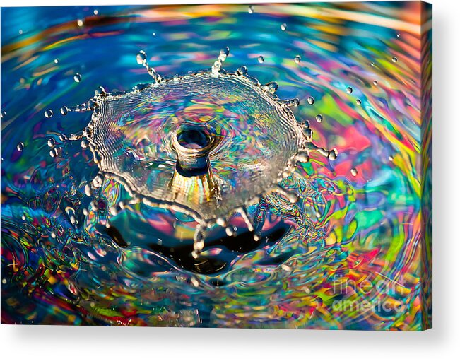 Drop Acrylic Print featuring the photograph Rainbow Splash by Anthony Sacco