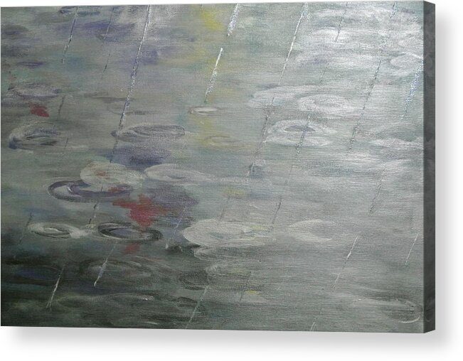 Rain Acrylic Print featuring the painting Raindrops by Lynne McQueen