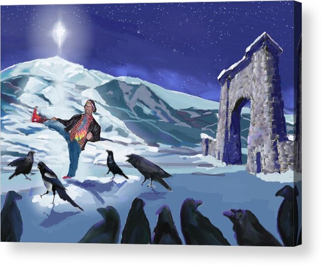 Ravens Acrylic Print featuring the digital art Raven Dance by Les Herman