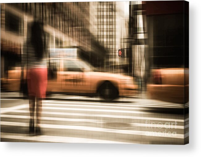 Nyc Acrylic Print featuring the photograph Red 1 by Hannes Cmarits