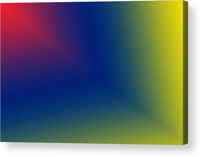 Blues Acrylic Print featuring the digital art Red and Blue Star Beam on Yellow by Karen Nicholson