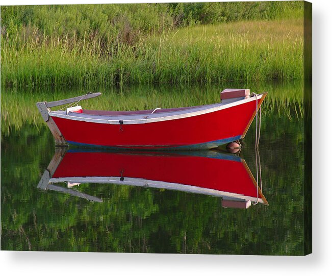 Solitude Acrylic Print featuring the photograph Red Boat by Juergen Roth