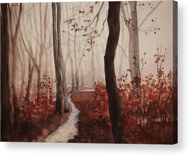 Forest In Watercolor Acrylic Print featuring the painting Red Forest by Rachel Bochnia