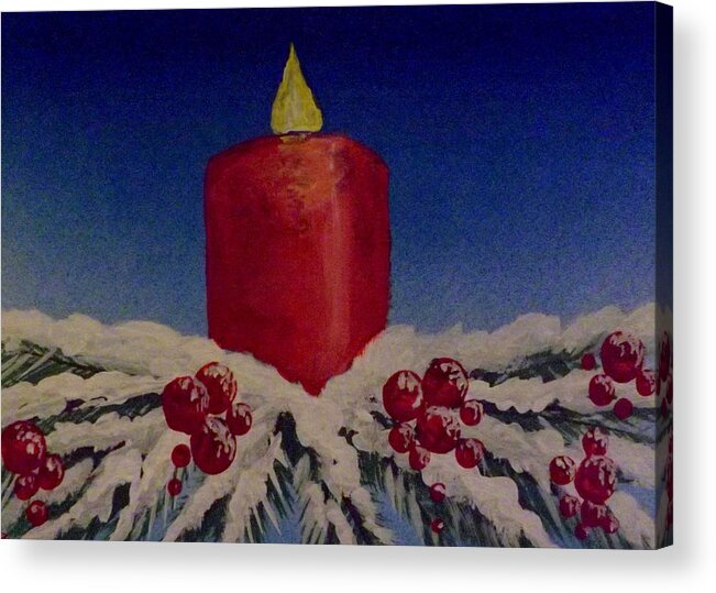 Red Holiday Candle Acrylic Print featuring the painting Red Holiday Candle by Darren Robinson