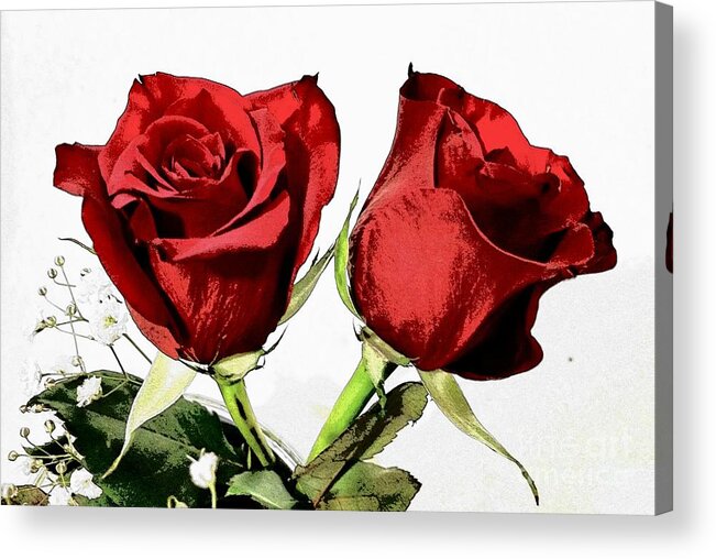 Red Roses Acrylic Print featuring the photograph Red roses 3 by Rose Wang