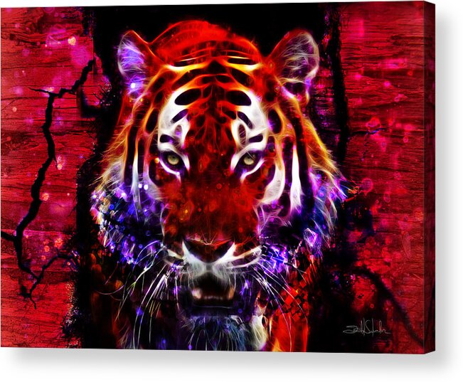 Digital Art Acrylic Print featuring the photograph Red Tiger by Isabel Salvador