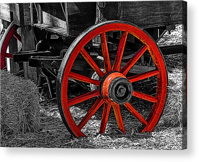 Photo Acrylic Print featuring the painting Red Wagon Wheel by Jack Zulli