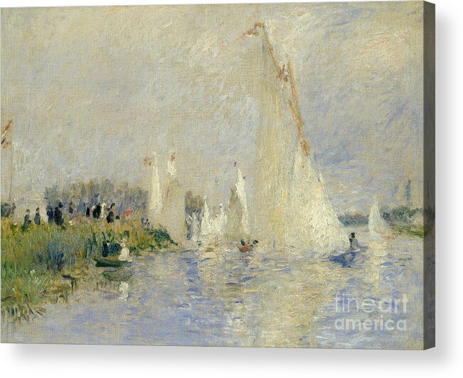 River; Impressionist; Boat; Leisure; Summer; France; Sailing Acrylic Print featuring the painting Regatta at Argenteuil by Pierre Auguste Renoir