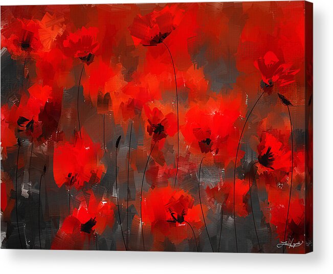 Poppies Acrylic Print featuring the painting Remembrance by Lourry Legarde
