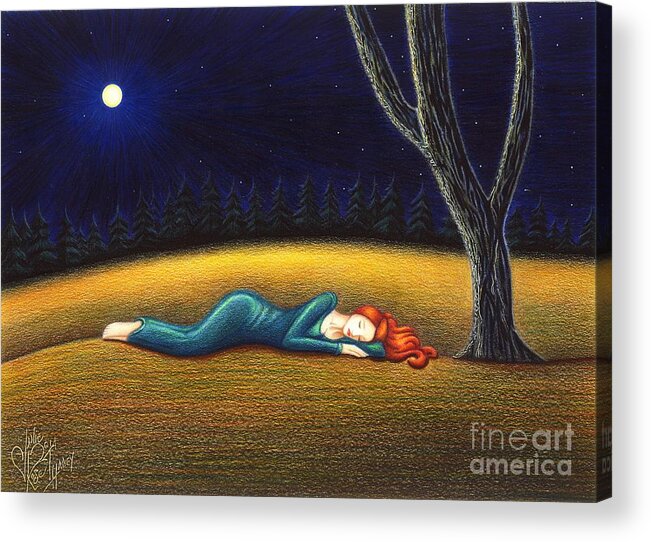 Woman Acrylic Print featuring the drawing Rest for a Weary Heart by Danielle R T Haney