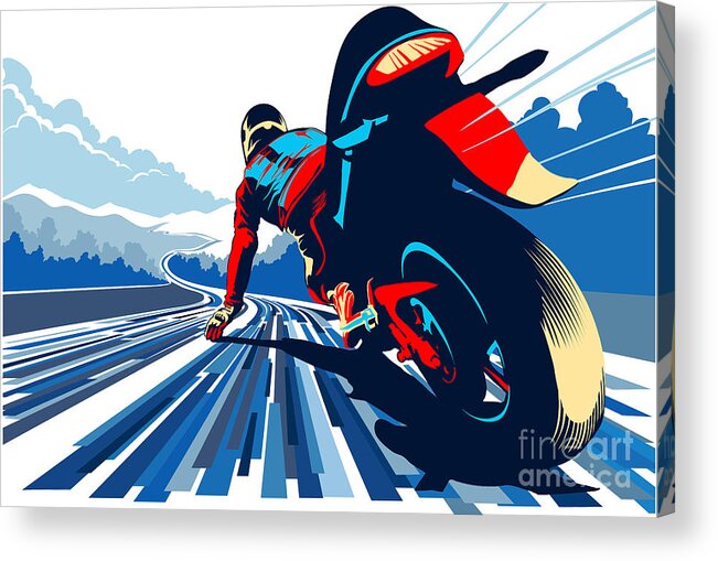 Motor Sports Acrylic Print featuring the painting Riding on the edge by Sassan Filsoof