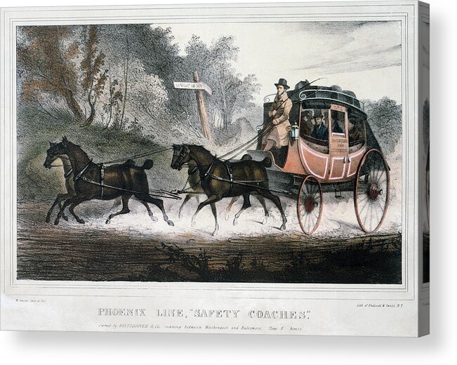 1830 Acrylic Print featuring the painting Road Travel/stagecoach by Granger