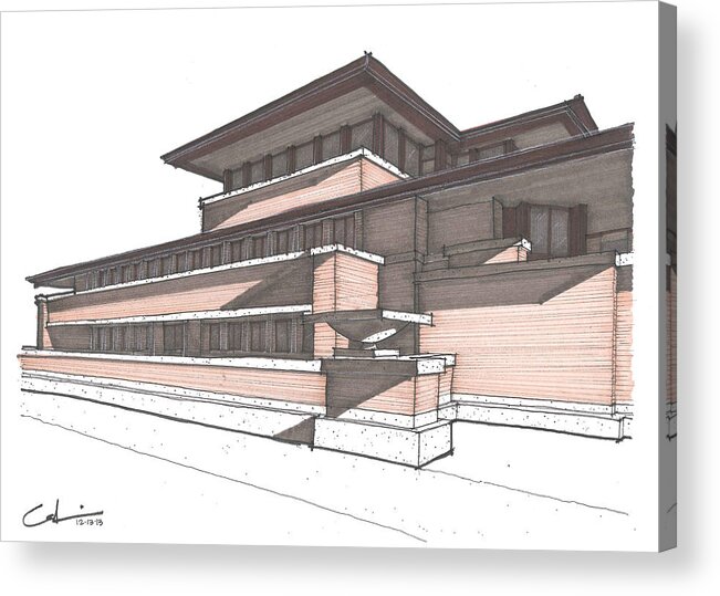Flw Acrylic Print featuring the drawing Robie House by Calvin Durham