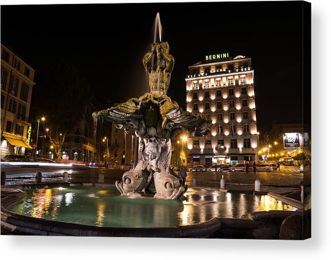 Rome Acrylic Print featuring the photograph Rome's Fabulous Fountains - Bernini's Fontana del Tritone by Georgia Mizuleva