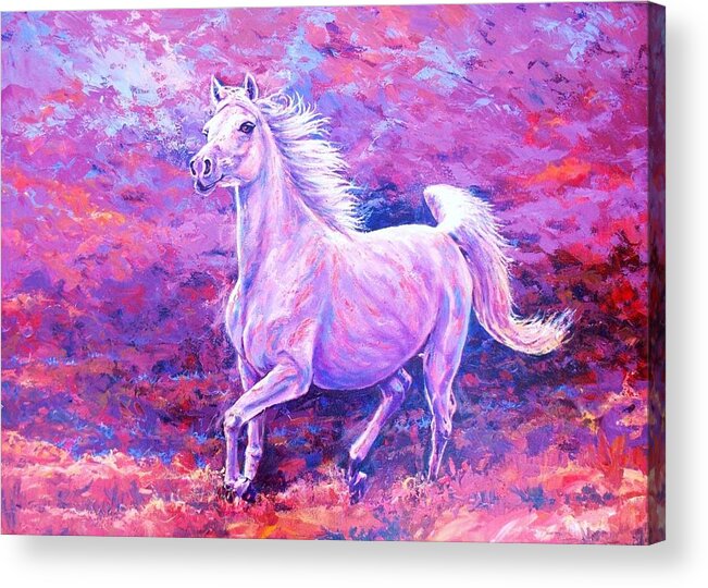 Horse Acrylic Print featuring the painting Run in the Silvery Light by Ed Breeding